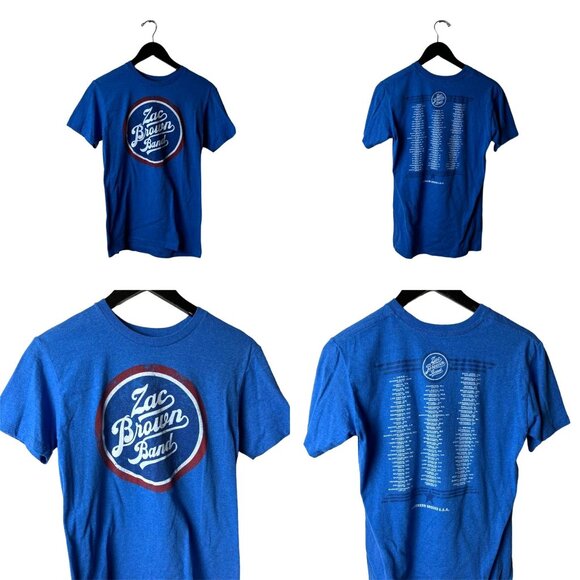 Zac Brown Band T Shirt Adult Blue Small S Graphic Tee Cotton Short Sleeve Solid - Picture 1 of 14